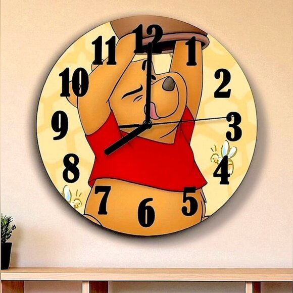 Posh Market Boutique Other - Winnie the Pooh Wall Clock Analog Quartz Round 10” Red Yellow